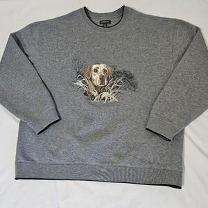 Vintage Style Dog Graphic Crewneck Sweatshirt – Gray – Size L